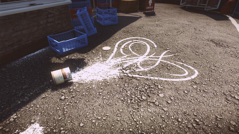At one point later on during the Pattern’s spread, Stephen spills some paint and it flows out of the can in the shape of the pattern.